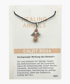 Healing Angels Calzit rosa (Manganocalzit) Glücksengel Anhänger auf großer Karte
