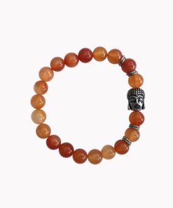 Kugelarmband Carneol mit Buddha silber