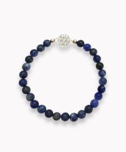 Kugelarmband Sodalith mit zarter Blume des Lebens