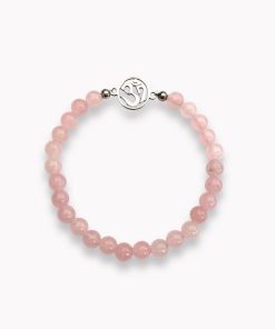 Kugelarmband Rosenquarz mit Om Symbol