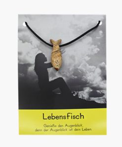 „Lebensfisch“ Landschaftsjaspis Fisch Anhänger gebohrt auf großer Karte