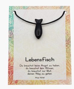 „Lebensfisch“ Goldfluss Blau Fisch Anhänger gebohrt auf großer Karte