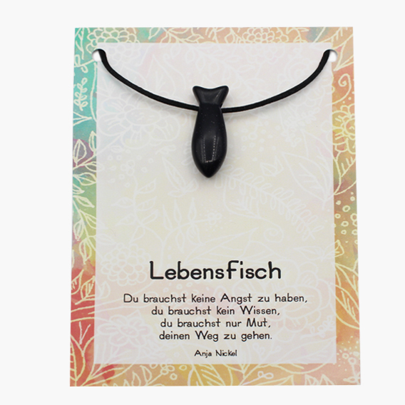 „Lebensfisch“ Goldfluss Blau Fisch Anhänger gebohrt auf großer Karte