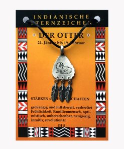 Anhänger Otter 21.1.-19.2. – Indianische Sternzeichen aus Zinn auf großer Karte