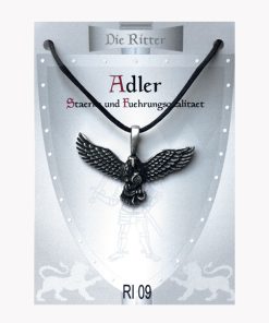 Anhänger Die Ritter – Adler Amulett aus Zinn auf großer Karte