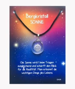 Energie Amulett Sonne Anhänger aus Bergkristall auf großer Karte