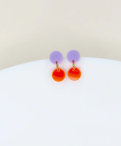 Dotty Acryl Ohrringe in flieder neonorange