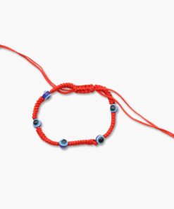 Geknüpftes Armband rot mit Evil Eye Perlen