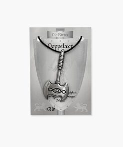 Doppelaxt Anhänger aus Zinn auf kleiner Karte (Die Ritter)