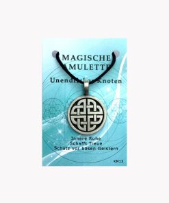 Magische Amulette aus Zinn Unendlicher Knoten auf kleiner Karte