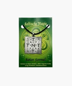 Keltische Magie Amulett aus Zinn Sator Formel auf kleiner Karte