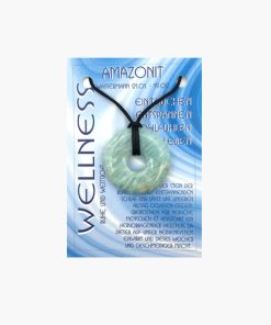 Amazonit Donut Anhänger Wellness auf kleiner Karte für Sternzeichen Wassermann