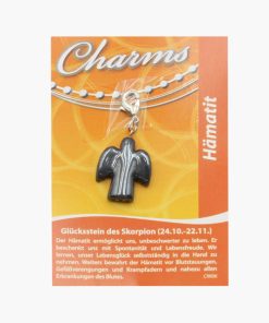 Charm Schutzengel Anhänger Hämatit auf kleiner Karte