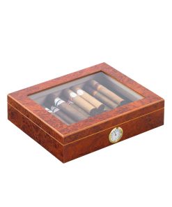 Humidor-Set London Wurzelh./Glasdeckel für 15 Cig
