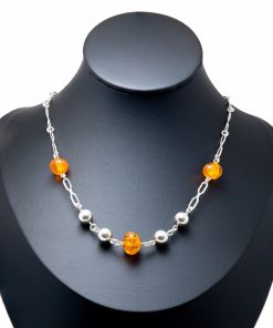 Tolle Silberkette mit Bernsteinperlen – Designklassiker von Fischland