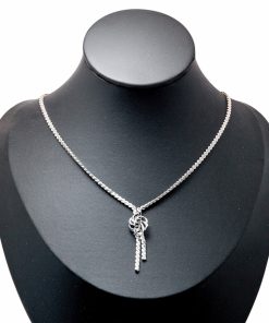 Vintage Collier aus rhodiniertem 835er Silber mit Saphiren