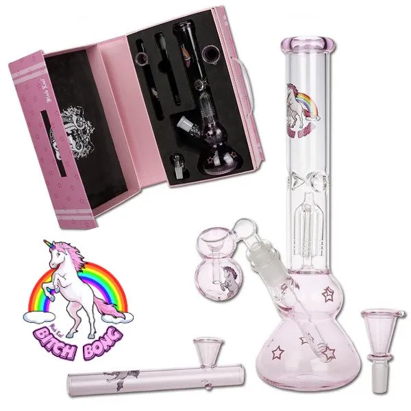 Einhorn-Bong 30cm (Bitch Bong) Pink 💗Kofferbong