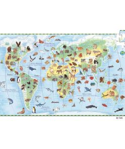 Djeco Entdecker-Puzzle Weltkarte mit Tieren 100 Teile