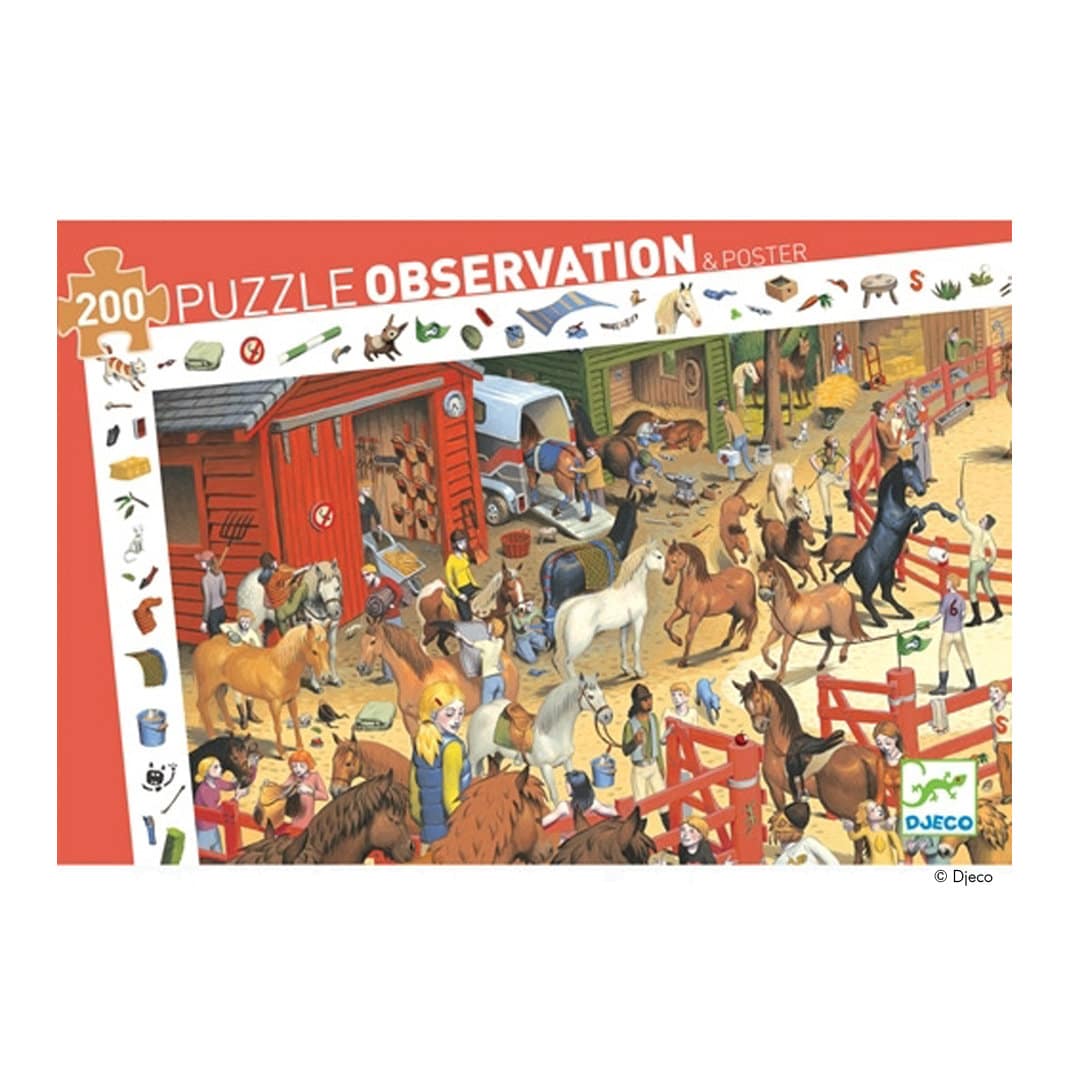 Djeco Wimmelpuzzle Reiterhof mit Pferden 200 Teile - Image 2