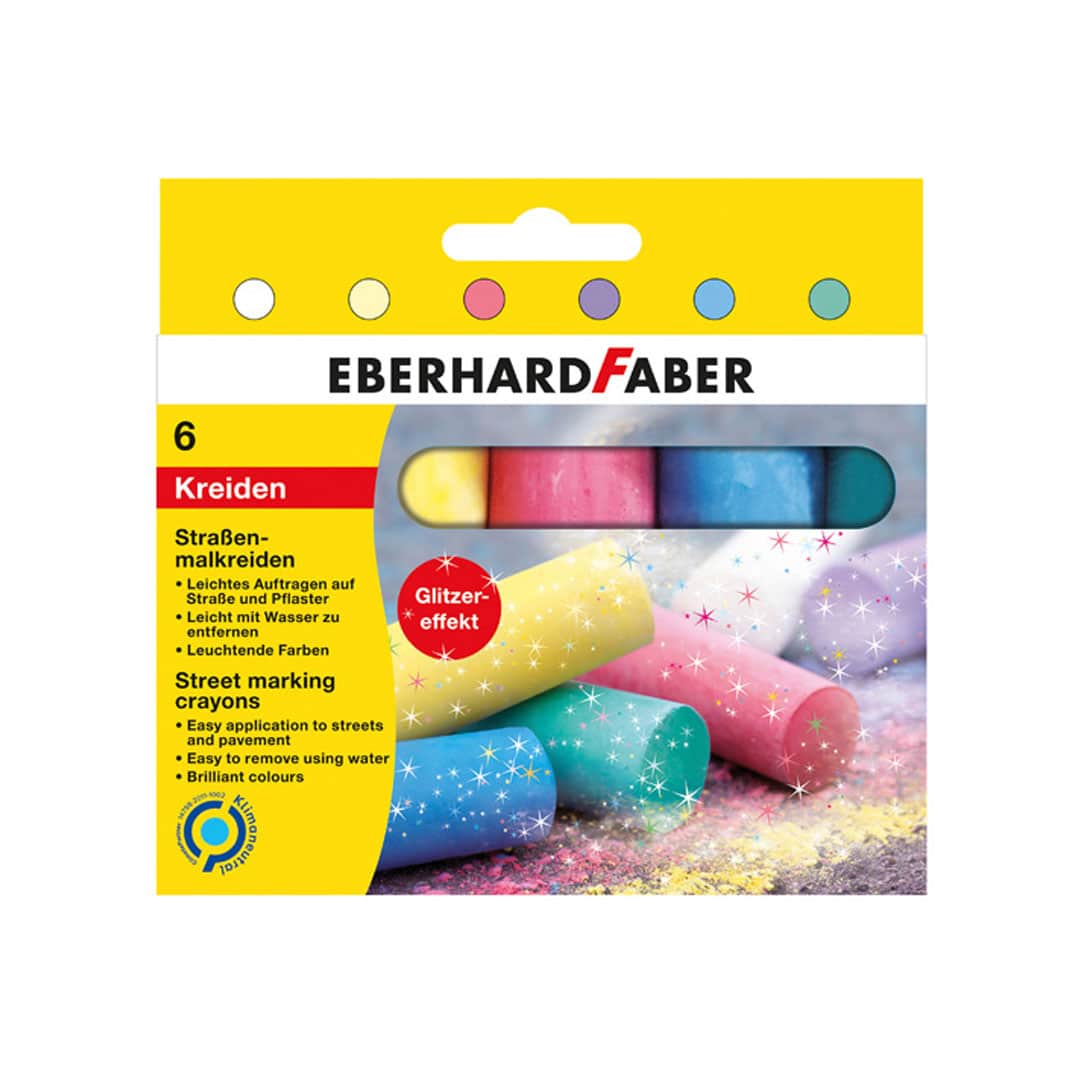 Eberhard Faber Straßen-Malkreide 6 Farben mit Glitzer