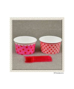 8 Pink Party Eisbecher und Eislöffel