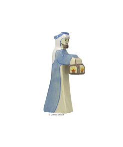 Holztiger Holzfigur Hirte mit Lampe 2 für die Weihnachtskrippe