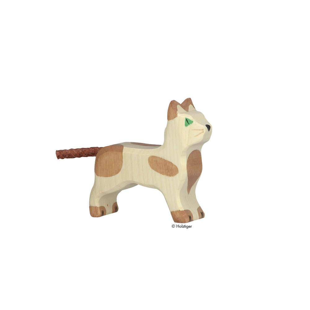 Holztiger Holzfigur Katze braun