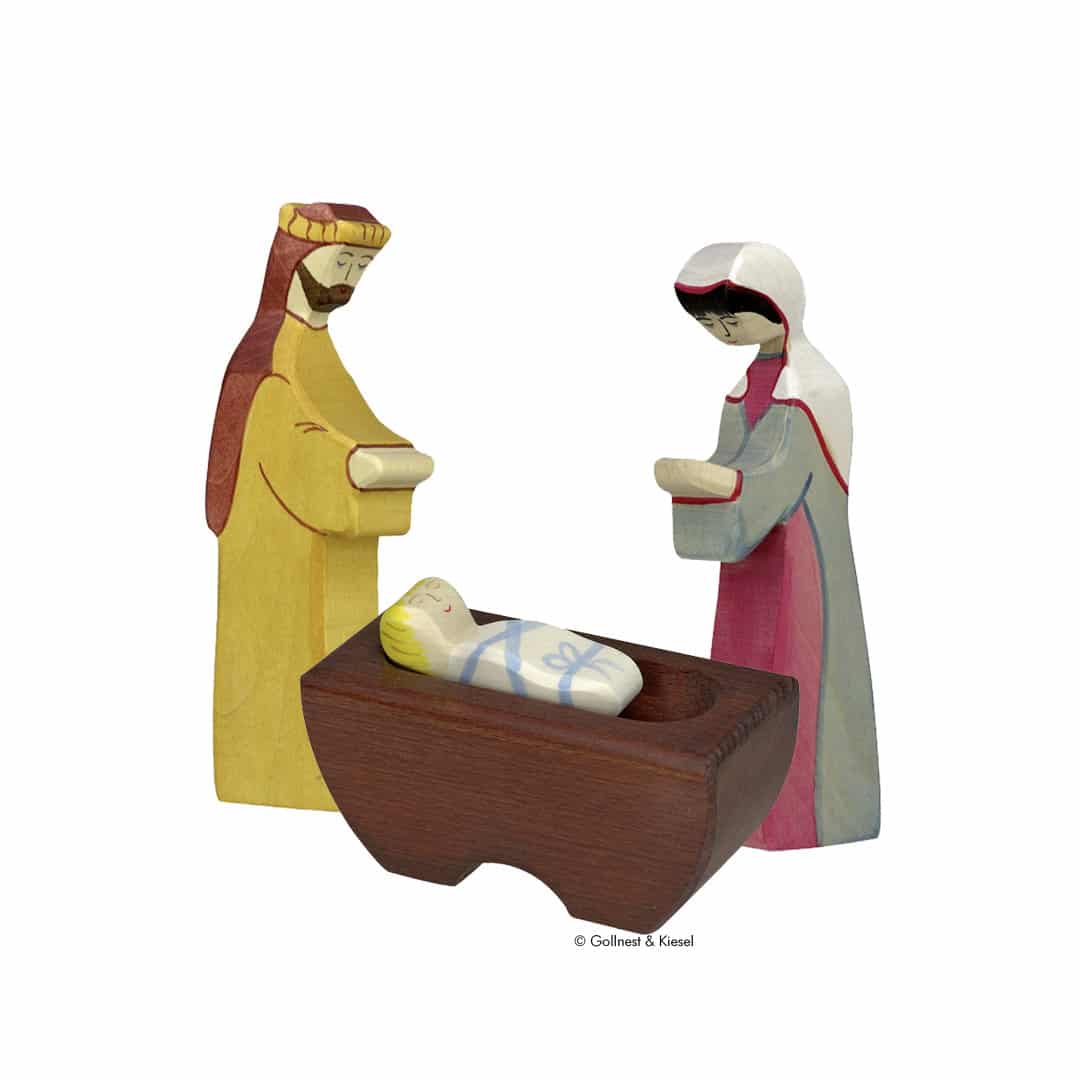 8 Holztiger Holzfiguren für die Weihnachtskrippe im Set - Image 2