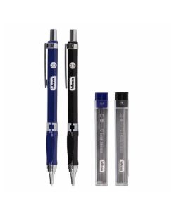 2 Druckbleistifte mit Radiergummi und Nachfüll-Minen, 0,5mm/0,7mm