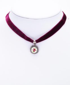 Samthalsband “Stretch mit Anhänger” versch. Farben