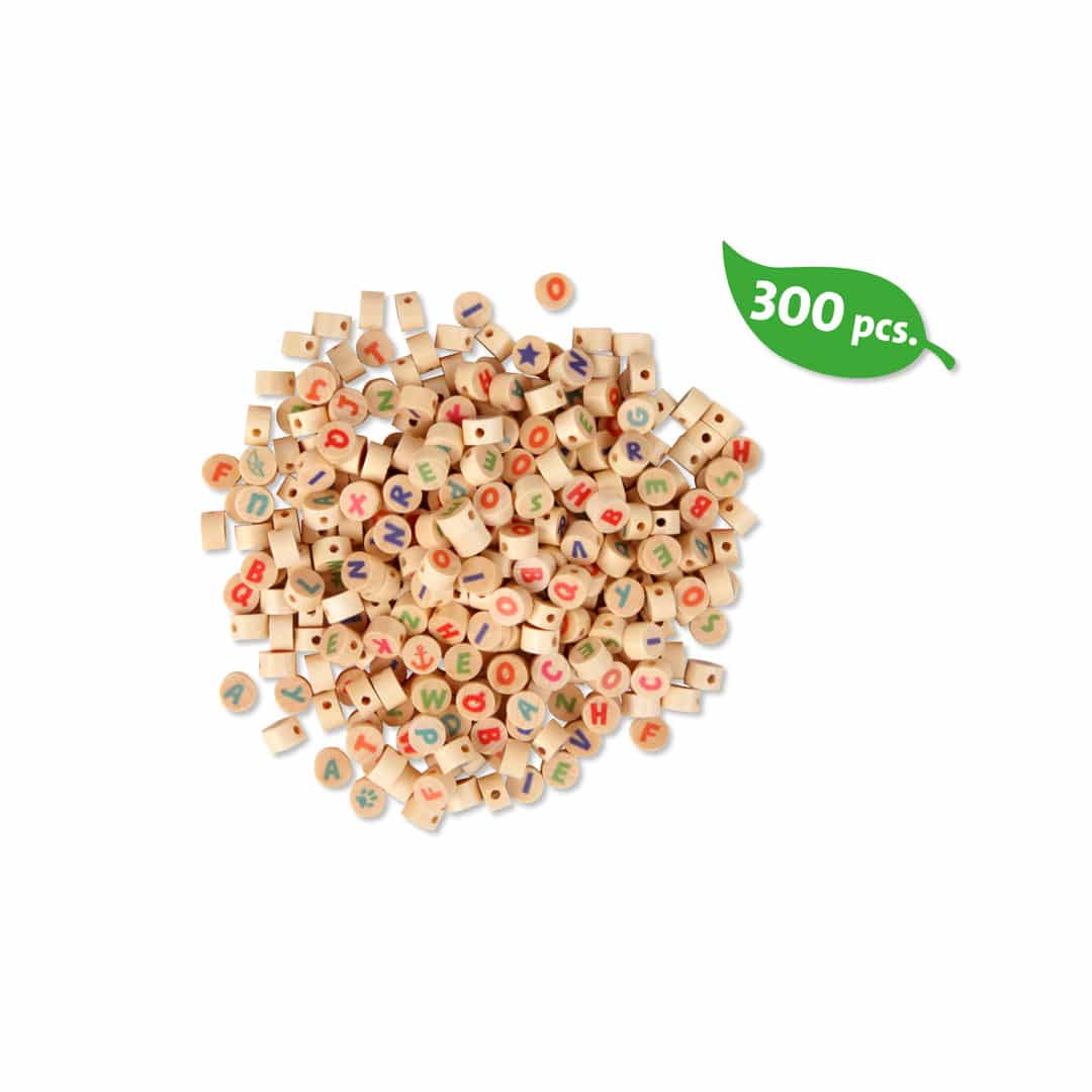 Buchstabenperlen aus Holz, bunt oder rosa-weiss - Image 2