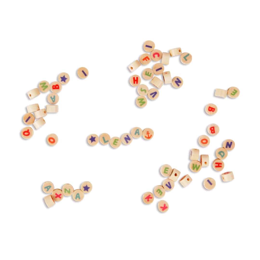 Buchstabenperlen aus Holz, bunt oder rosa-weiss - Image 4