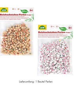 Buchstabenperlen aus Holz, bunt oder rosa-weiss