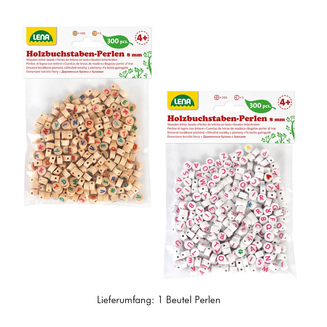 Buchstabenperlen aus Holz, bunt oder rosa-weiss