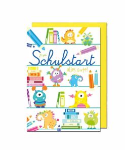 Einschulungs-Grußkarte „Monster“ mit Umschlag
