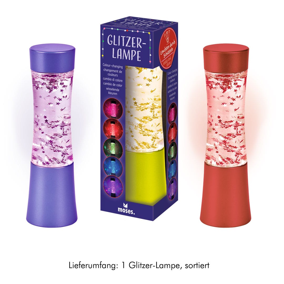 Moses Glitzer-Lampe Winterzauber mit Sternenkonfetti, sortiert