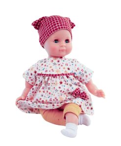 Schildkröt Schlummerle Babypuppe mit rotem Blüten-Sommerkleid