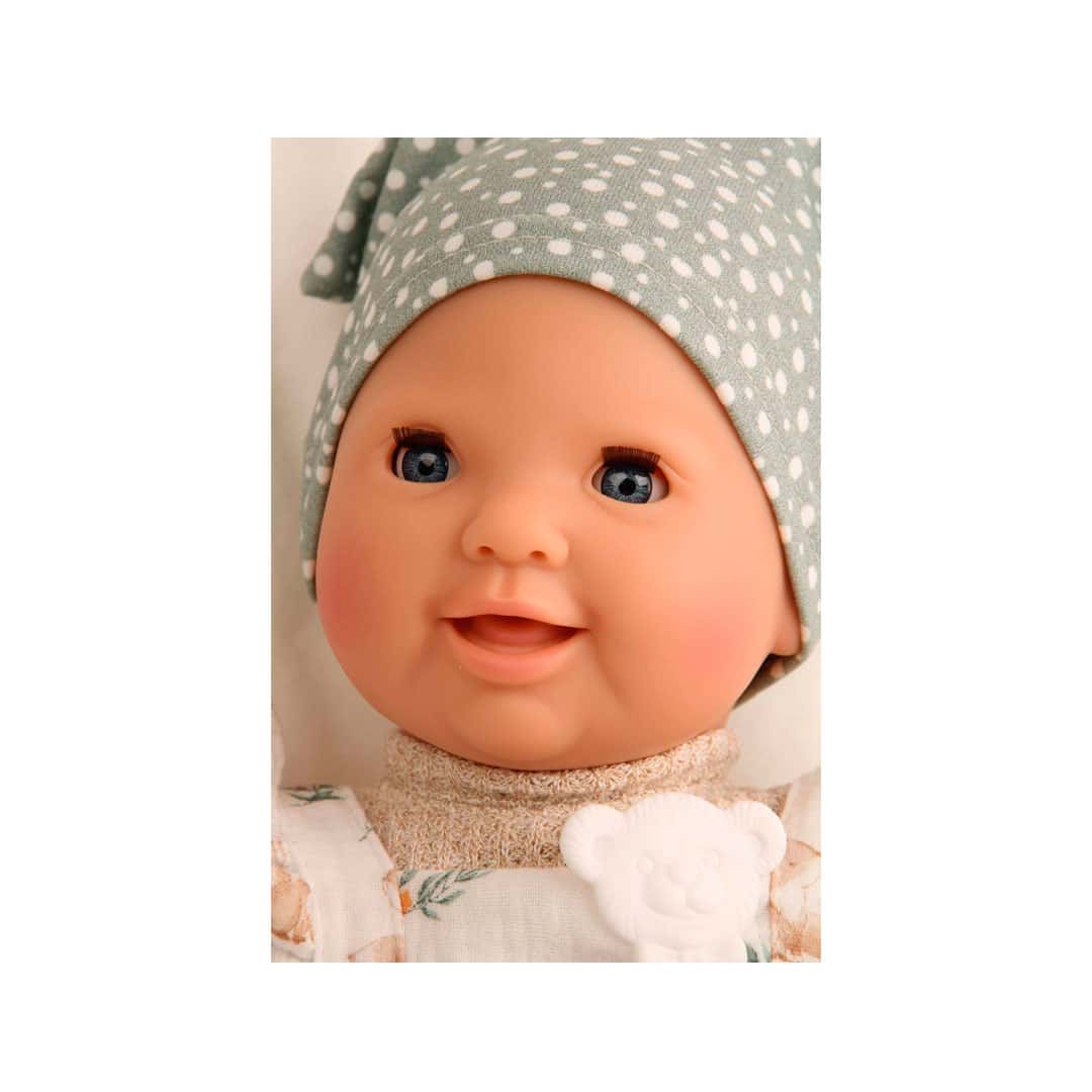 Schildkröt Baby-Puppe Lenchen mit blauen Schlafaugen und Fuchs-Strampler - Image 2