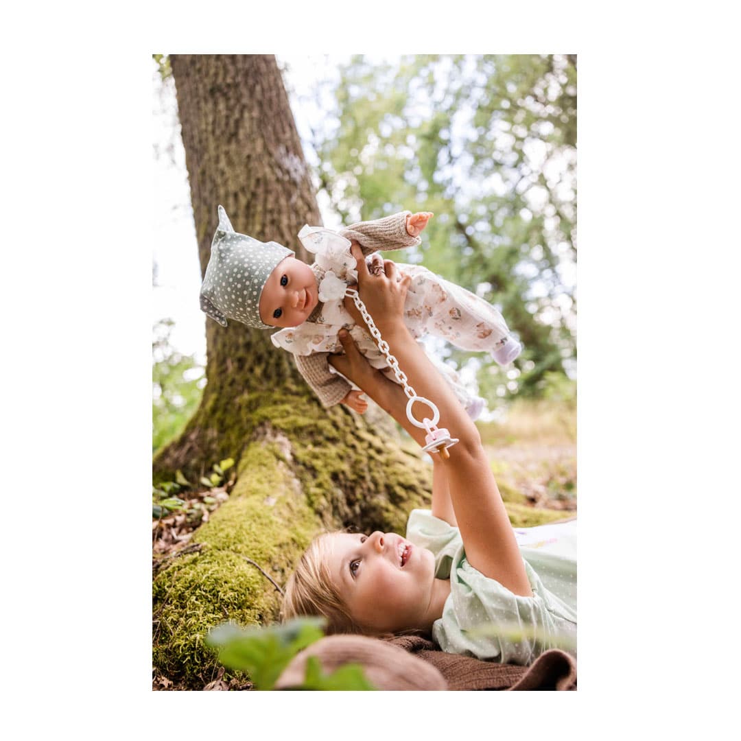 Schildkröt Baby-Puppe Lenchen mit blauen Schlafaugen und Fuchs-Strampler - Image 4