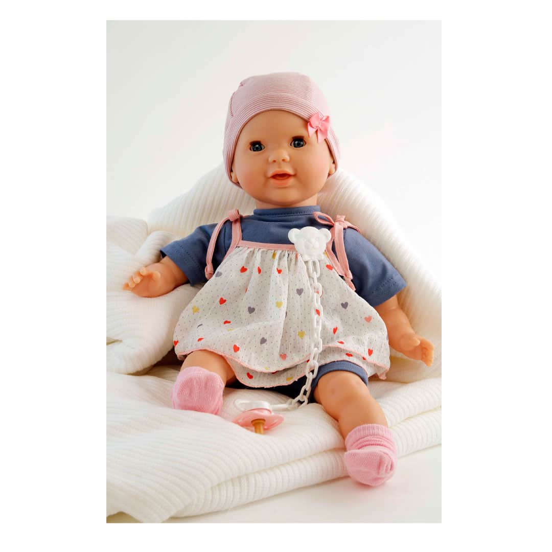 Schildkröt Baby-Puppe Lenchen mit blauen Schlafaugen und Herzenkleid - Image 3