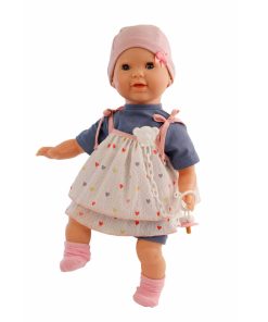 Schildkröt Baby-Puppe Lenchen mit blauen Schlafaugen und Herzenkleid