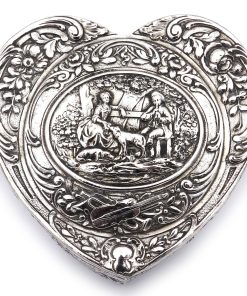 Silber Herz Dose – Konfektdose im Rokoko Stil, Hanau um 1930