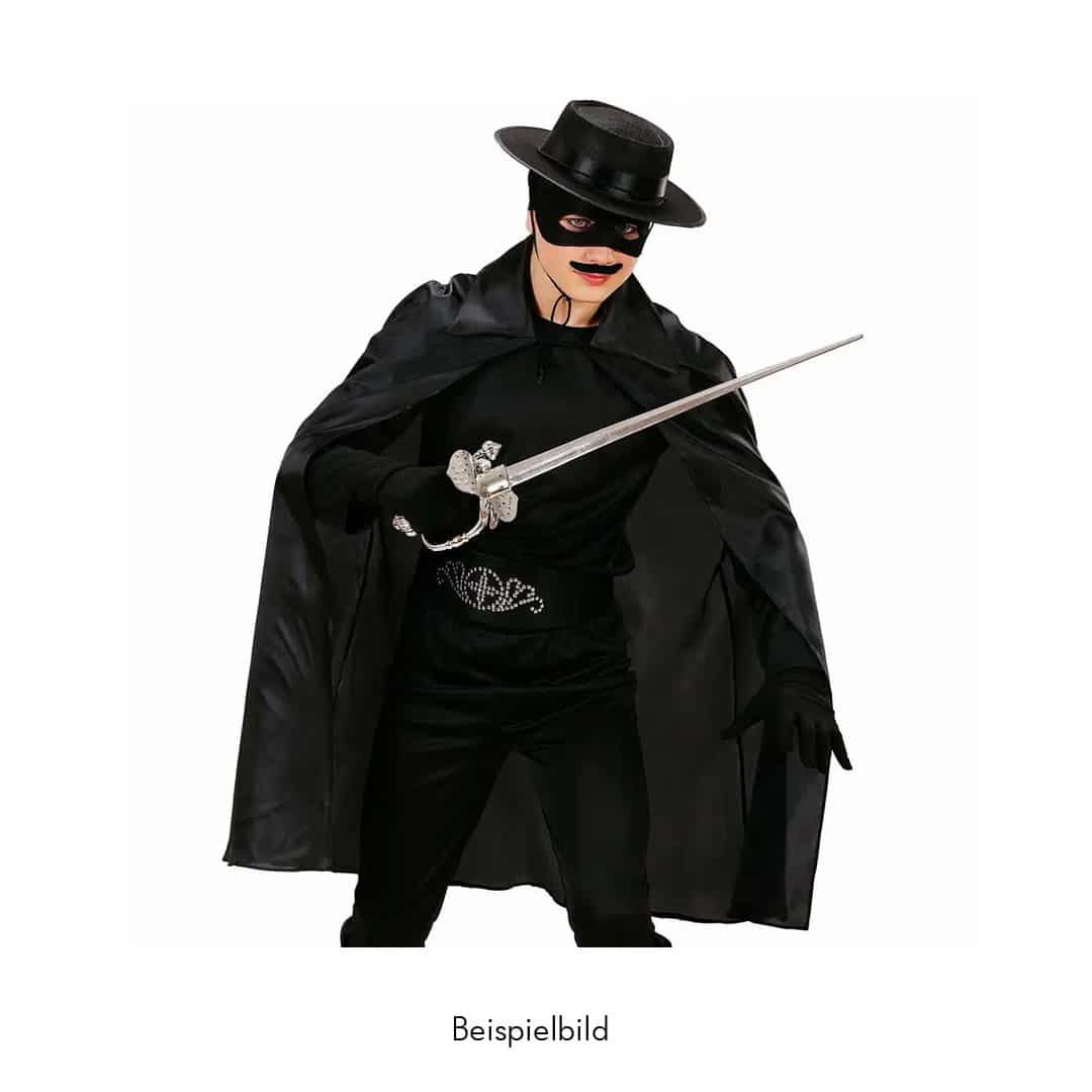 Kostüm-Cape Umhang schwarz, 100cm lang - Image 3