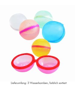 3 wiederverwendbare bunte Wasserbomben im Set, sortiert