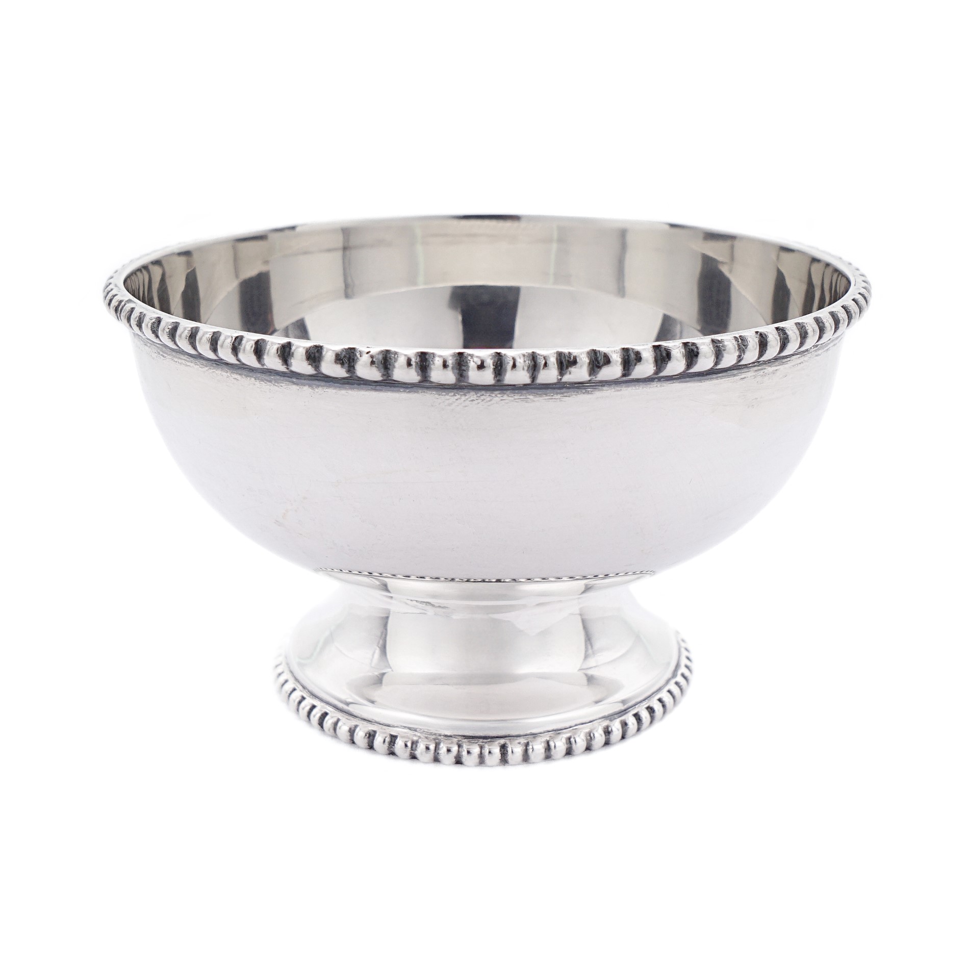 Fußschale aus Sterling Silber mit Perlranddekor