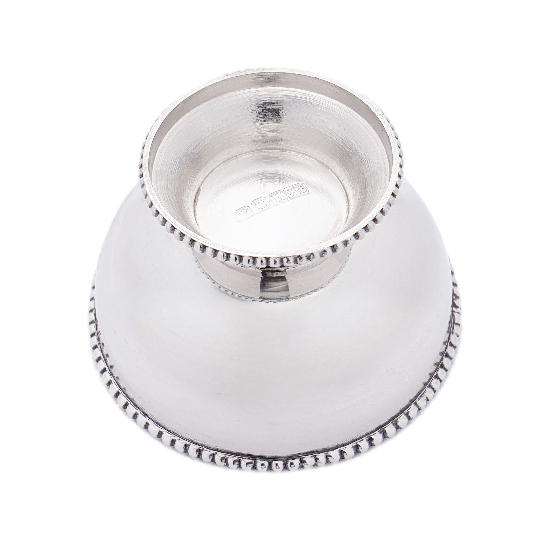 Fußschale aus Sterling Silber mit Perlranddekor - Image 3