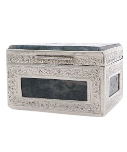 Zauberhafte Dose aus Moosachat & Silber