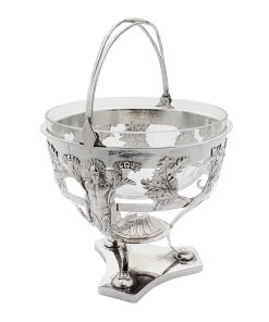 Empire Silberfußschale Bonboniere mit Glaseinsatz