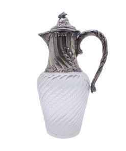 Antike Weinkaraffe aus Bleikristall & Silber