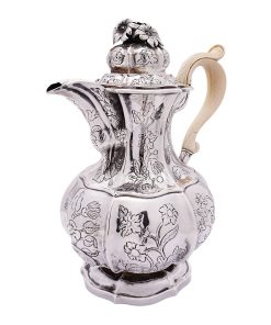 Mokkakanne Silber mit Elfenbein – Spätbiedermeier